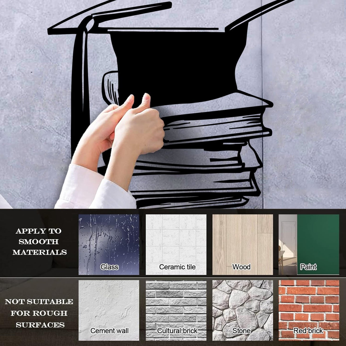 Lettering Stickers Books Library Science School Academic Cap It Won'T Fall Off