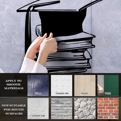 Lettering Stickers Books Library Science School Academic Cap It Won'T Fall Off