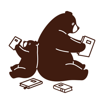 Cartoon Animals Bears Reading Books Engraving Decals Waterproof