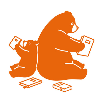 Cartoon Animals Bears Reading Books Engraving Decals Waterproof