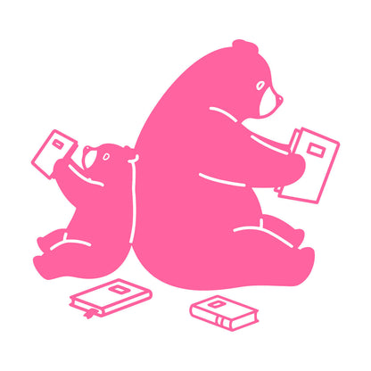 Cartoon Animals Bears Reading Books Engraving Decals Waterproof