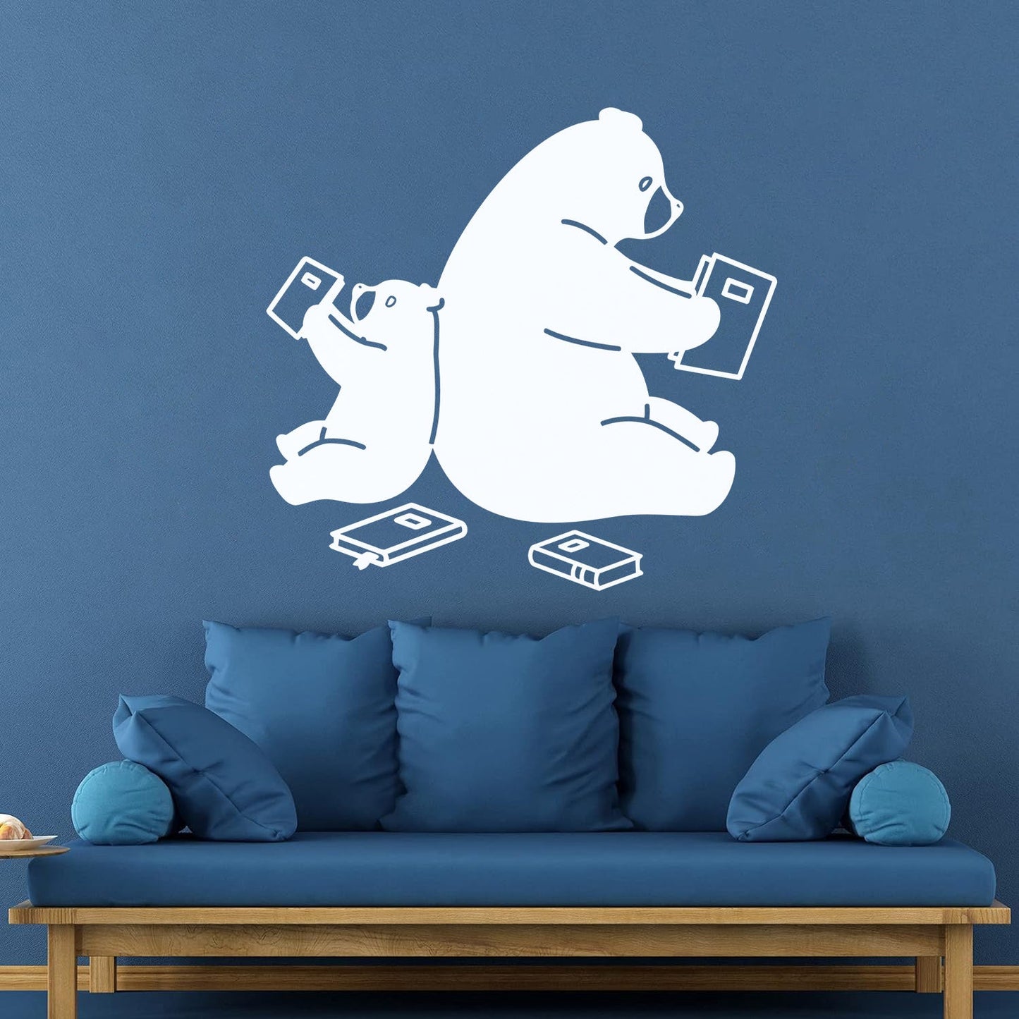 Cartoon Animals Bears Reading Books Engraving Decals Waterproof