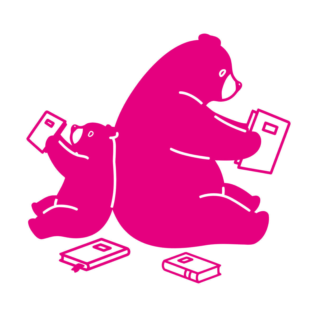 Cartoon Animals Bears Reading Books Engraving Decals Waterproof