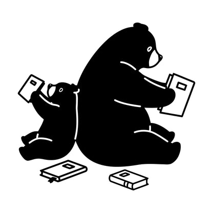 Cartoon Animals Bears Reading Books Engraving Decals Waterproof
