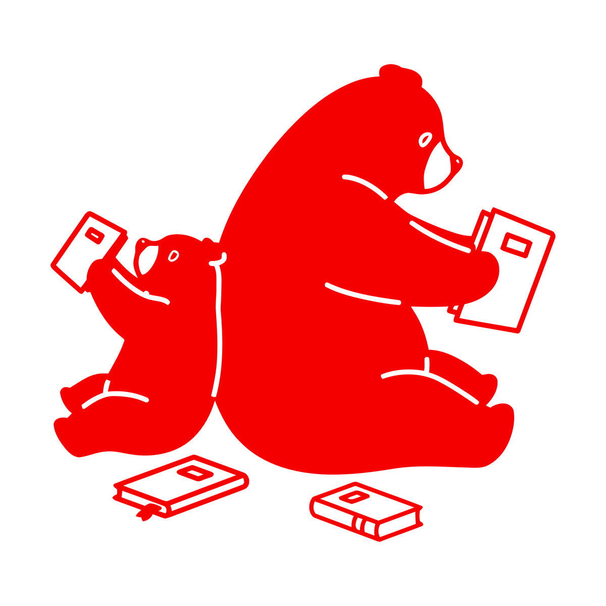 Cartoon Animals Bears Reading Books Engraving Decals Waterproof