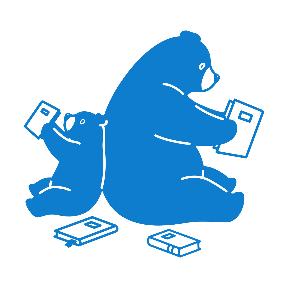 Cartoon Animals Bears Reading Books Engraving Decals Waterproof