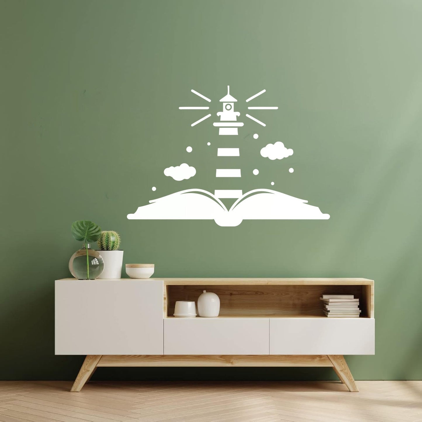 Wall Decals Paster Paper Lighthouse Book Kids School Can Modify And Add Information