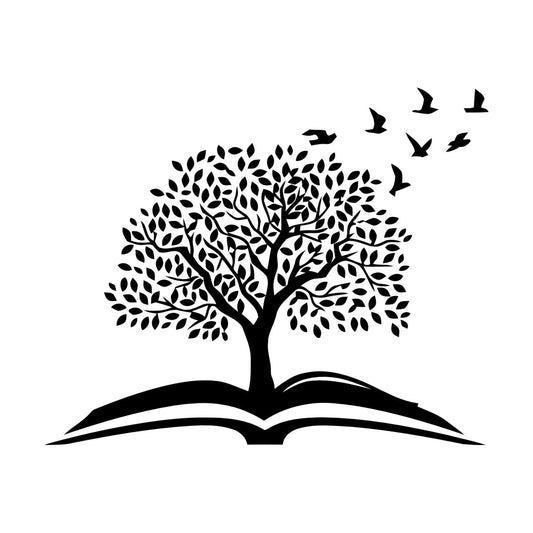 Wall Stickers Paster Paper Magic Tree Open Book Reading Library Store Decoration