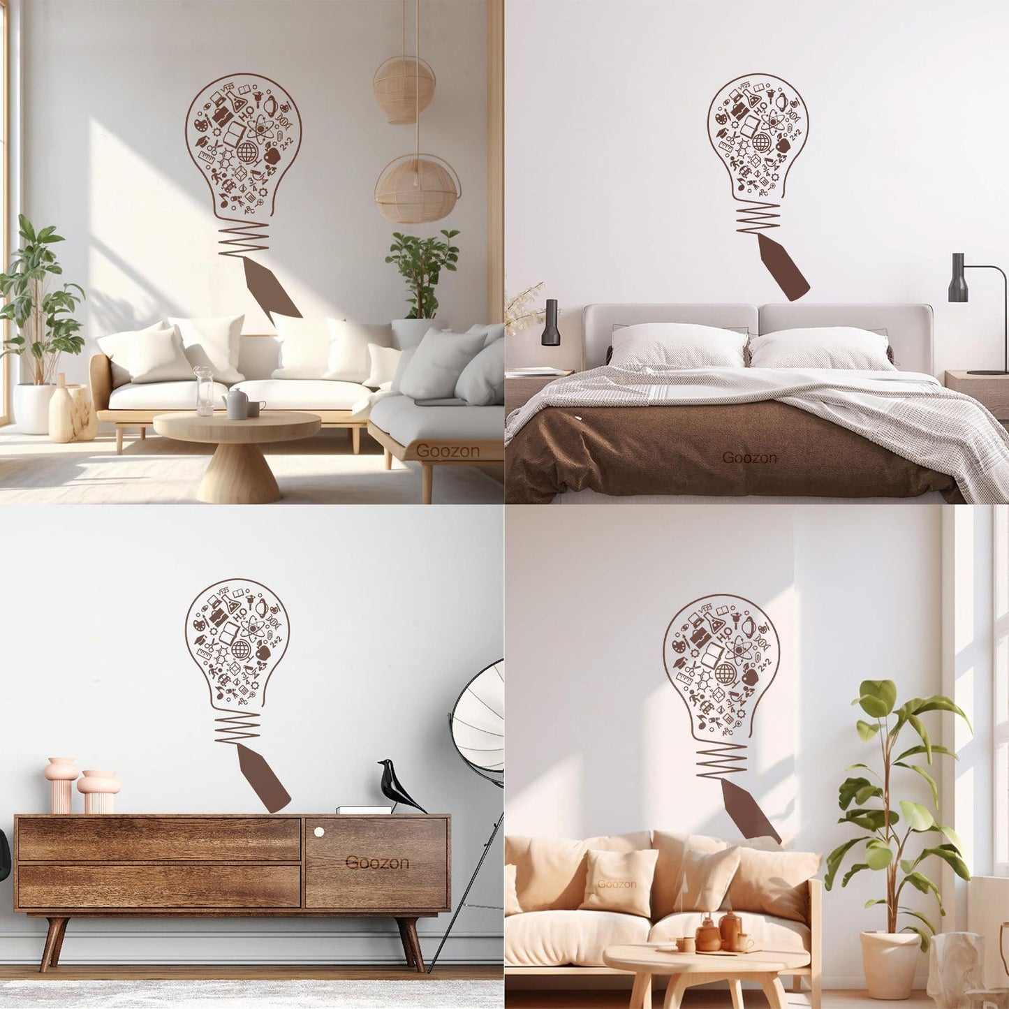 Vinyl Wall Stickers Science Open Book Lamp Physics School Wall Beautification