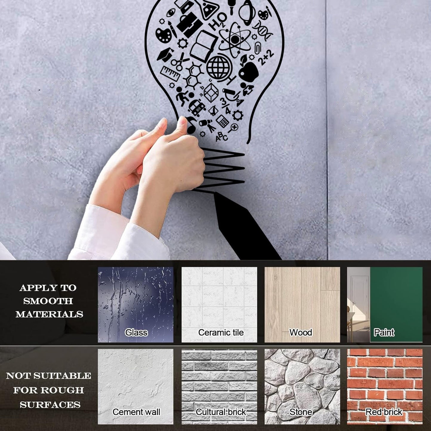 Vinyl Wall Stickers Science Open Book Lamp Physics School Wall Beautification