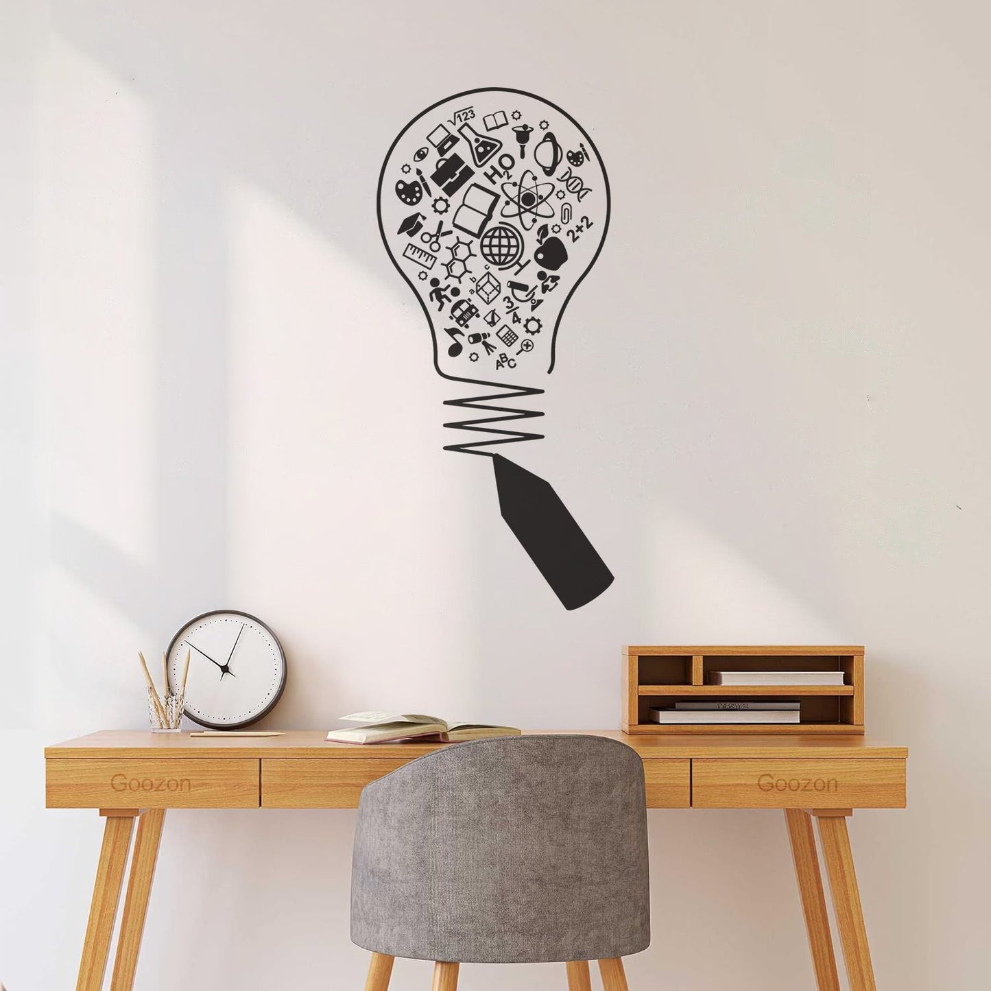 Vinyl Wall Stickers Science Open Book Lamp Physics School Wall Beautification