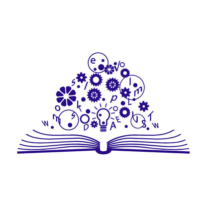 Wall Decals School Brain Science Open Book Lamp Gears Physics Car Body Decoration