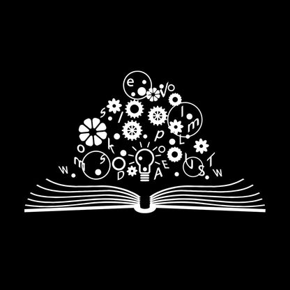 Wall Decals School Brain Science Open Book Lamp Gears Physics Car Body Decoration