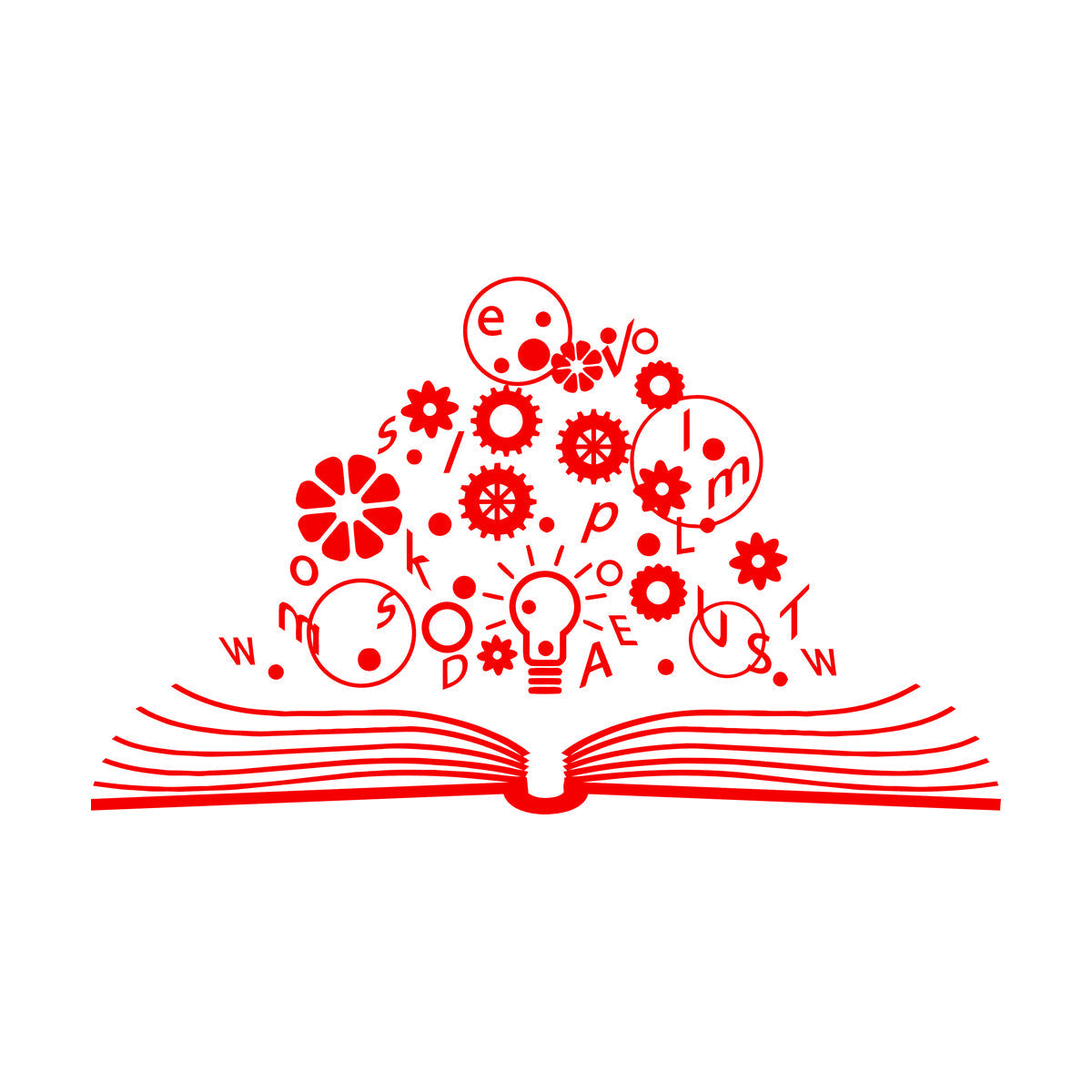 Wall Decals School Brain Science Open Book Lamp Gears Physics Car Body Decoration