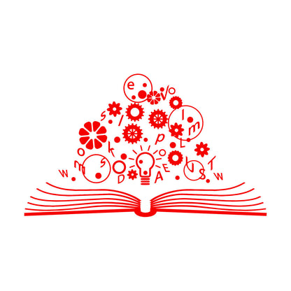 Wall Decals School Brain Science Open Book Lamp Gears Physics Car Body Decoration