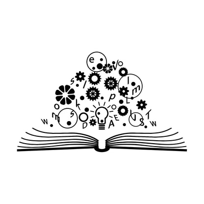 Wall Decals School Brain Science Open Book Lamp Gears Physics Car Body Decoration
