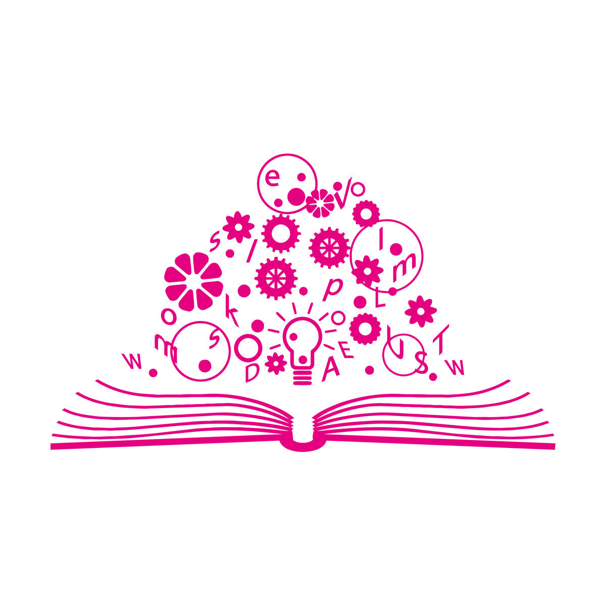 Wall Decals School Brain Science Open Book Lamp Gears Physics Car Body Decoration