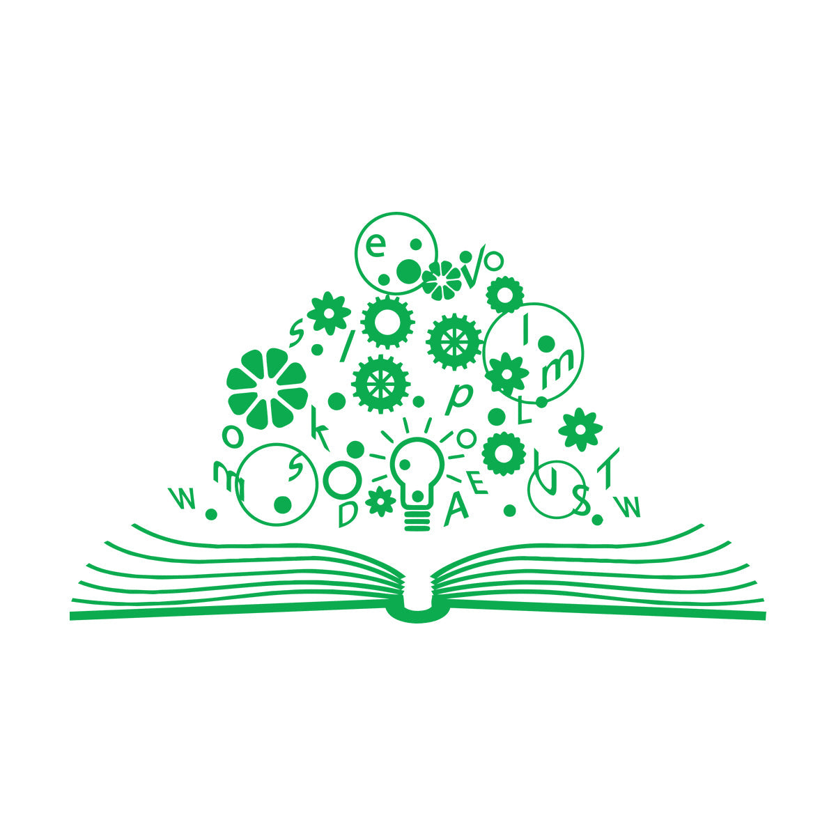 Wall Decals School Brain Science Open Book Lamp Gears Physics Car Body Decoration