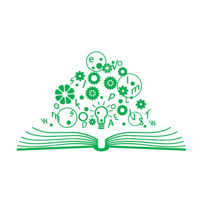 Wall Decals School Brain Science Open Book Lamp Gears Physics Car Body Decoration