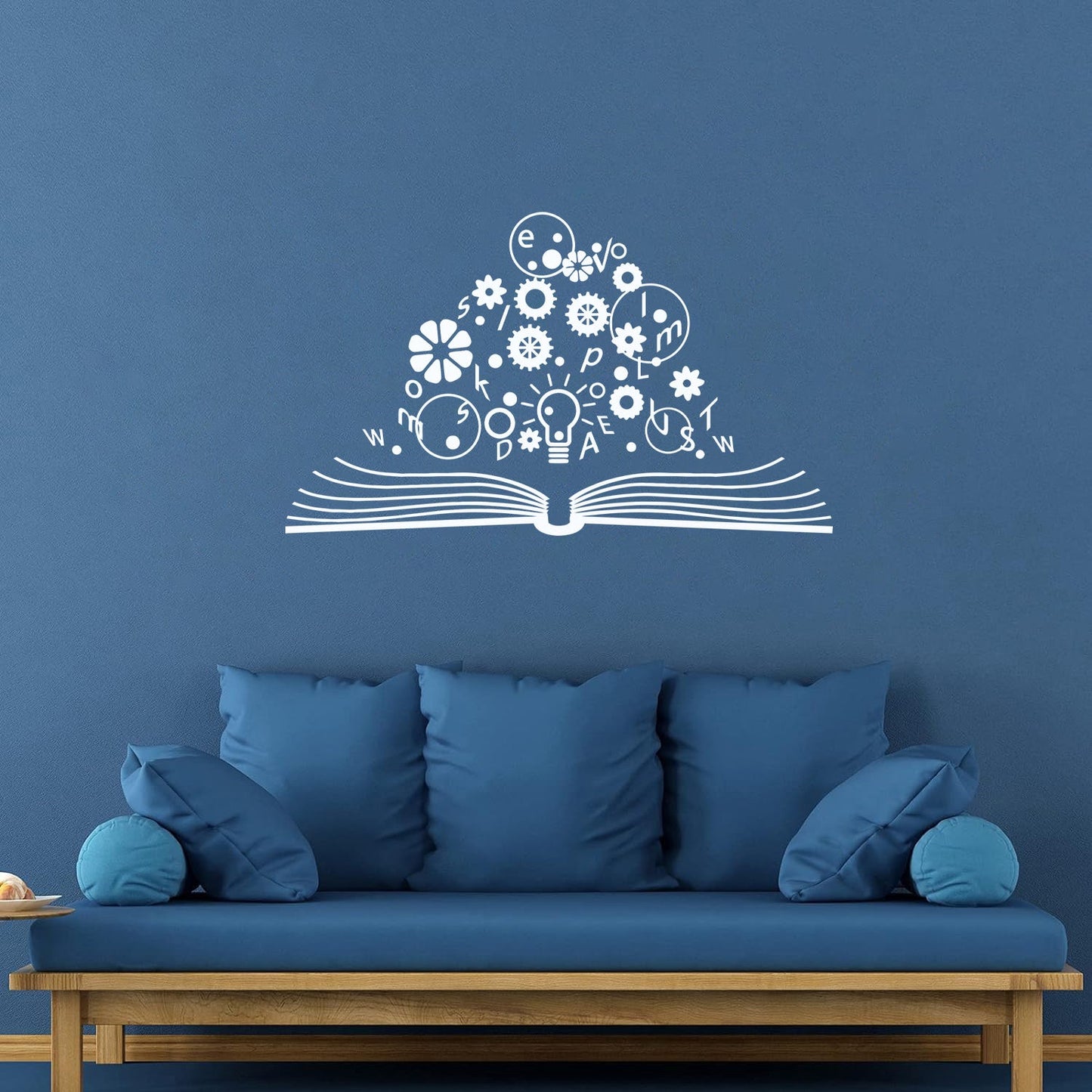 Wall Decals School Brain Science Open Book Lamp Gears Physics Car Body Decoration