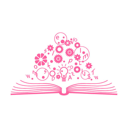 Wall Decals School Brain Science Open Book Lamp Gears Physics Car Body Decoration