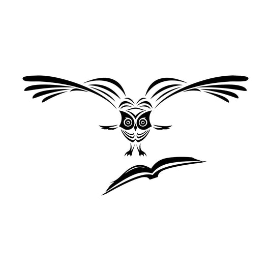 Mural And Wall Vinyl Decal Smart Owl Flying Open Book School Library Store Decoration