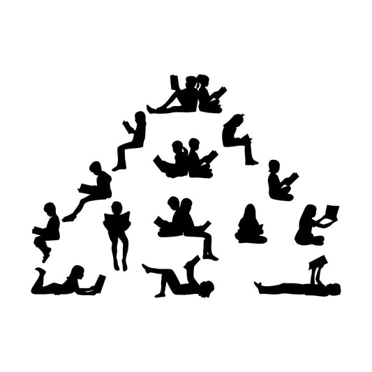 Wall Stickers Students Read Silhouette Reading Books Library Do Not Damage The Wall Surface