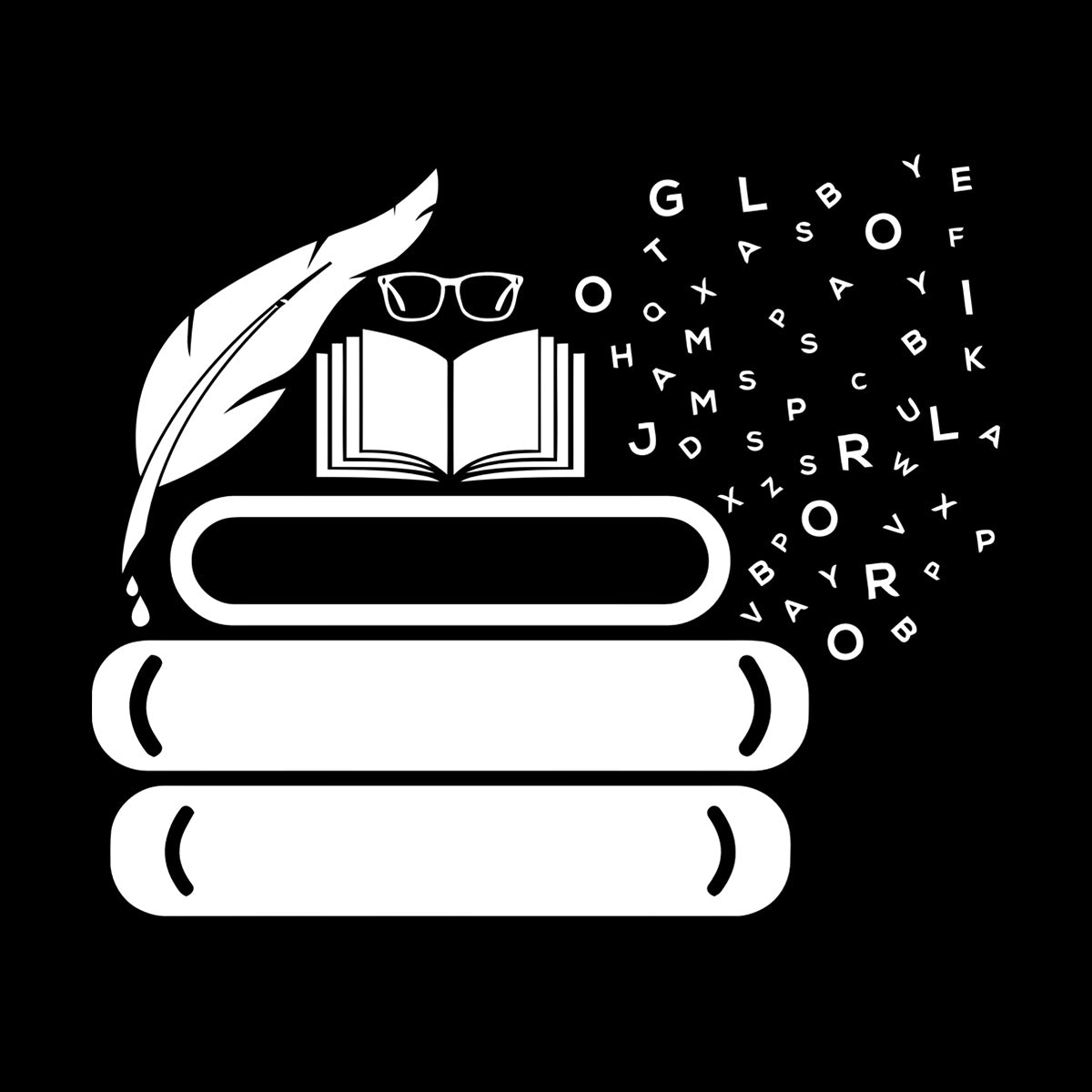 Vinyl Art Sticker Symbol Of Knowledge Books Glasses Pen Writing Library Equipped With Transfer Film Kit