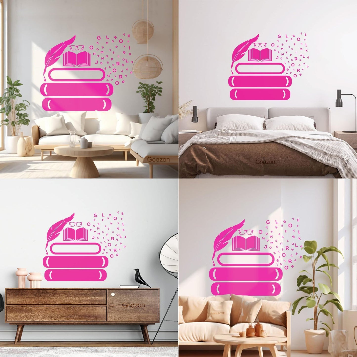 Vinyl Art Sticker Symbol Of Knowledge Books Glasses Pen Writing Library Equipped With Transfer Film Kit