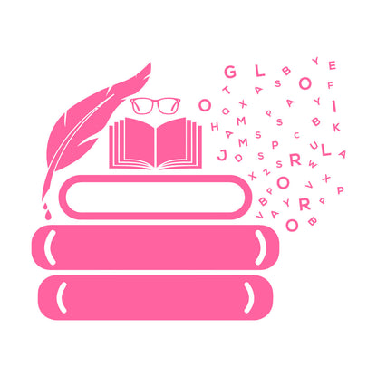 Vinyl Art Sticker Symbol Of Knowledge Books Glasses Pen Writing Library Equipped With Transfer Film Kit