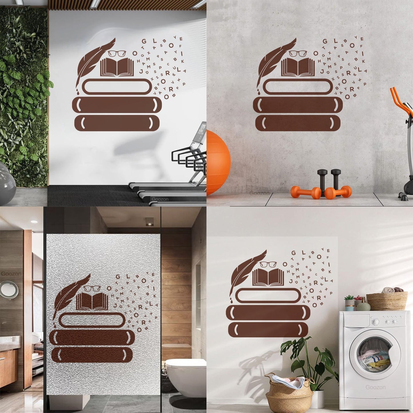 Vinyl Art Sticker Symbol Of Knowledge Books Glasses Pen Writing Library Equipped With Transfer Film Kit