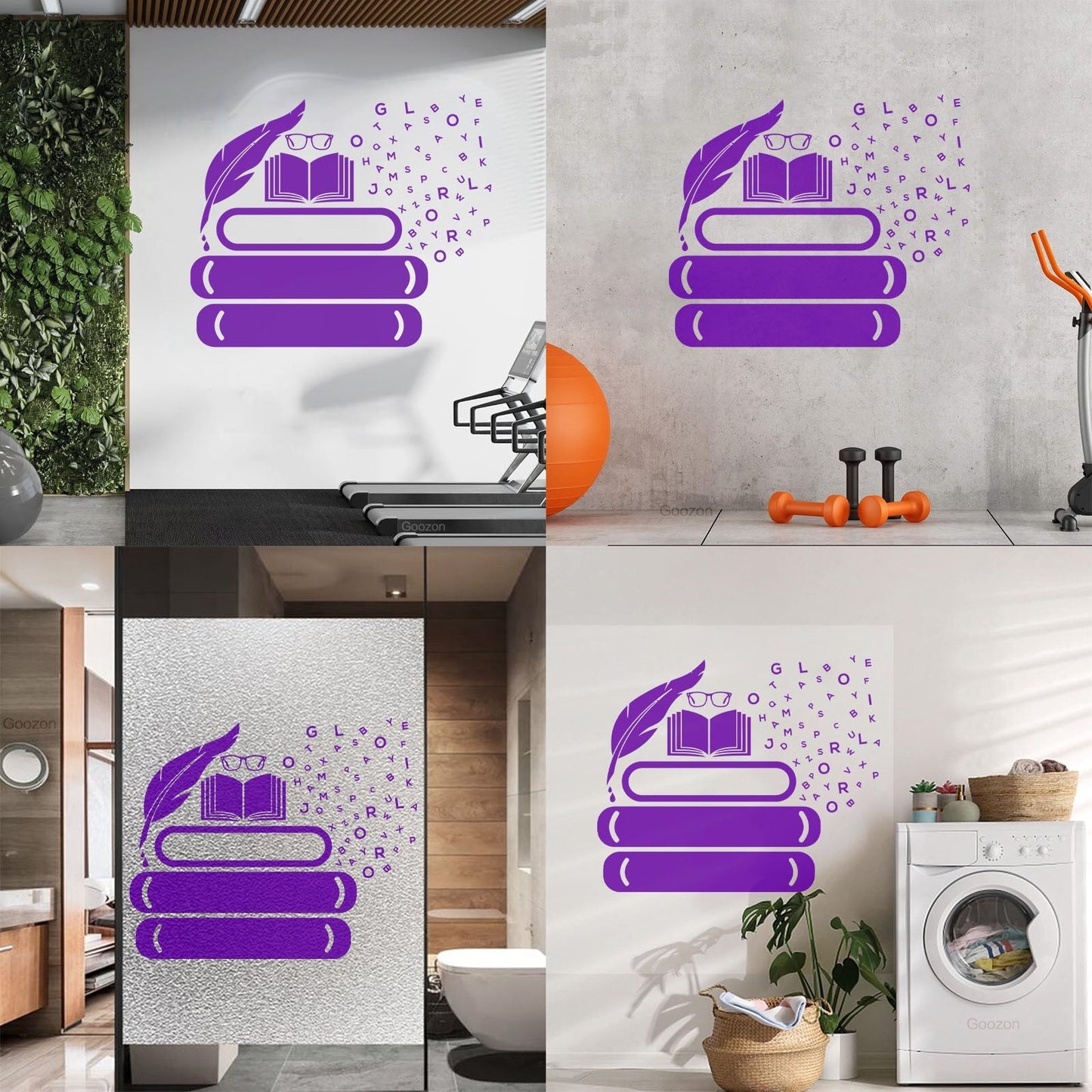 Vinyl Art Sticker Symbol Of Knowledge Books Glasses Pen Writing Library Equipped With Transfer Film Kit