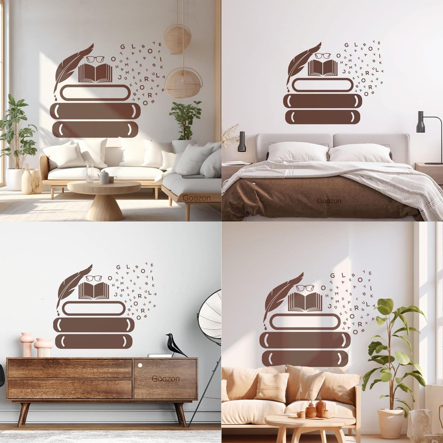 Vinyl Art Sticker Symbol Of Knowledge Books Glasses Pen Writing Library Equipped With Transfer Film Kit