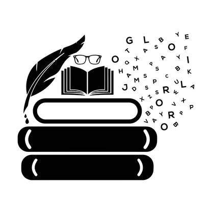 Vinyl Art Sticker Symbol Of Knowledge Books Glasses Pen Writing Library Equipped With Transfer Film Kit