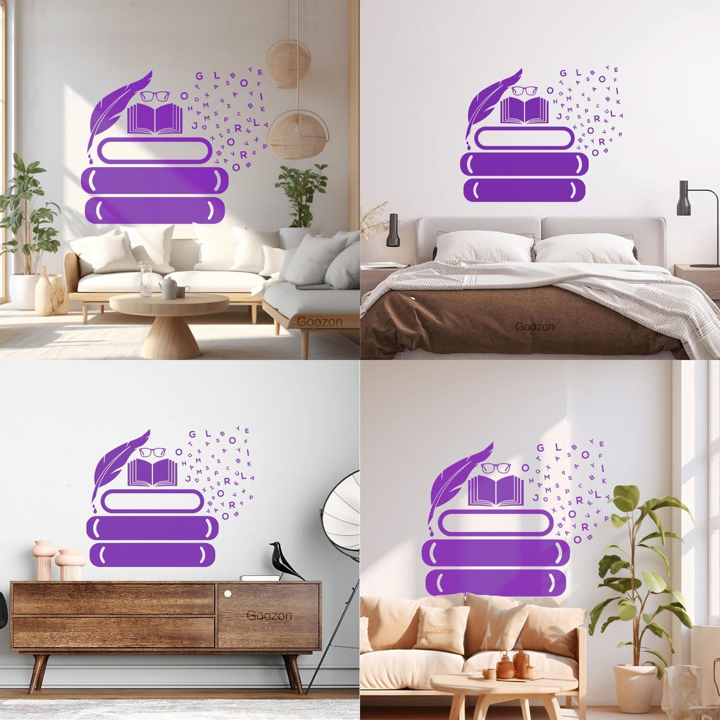 Vinyl Art Sticker Symbol Of Knowledge Books Glasses Pen Writing Library Equipped With Transfer Film Kit