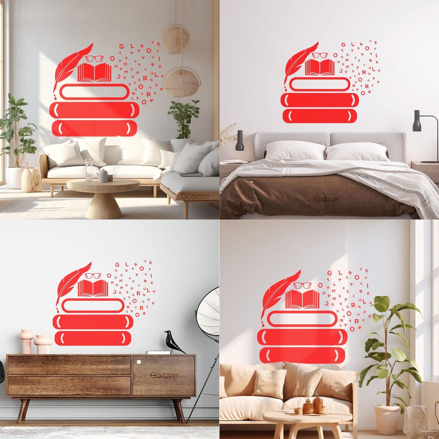 Vinyl Art Sticker Symbol Of Knowledge Books Glasses Pen Writing Library Equipped With Transfer Film Kit