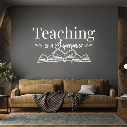 Lettering Decals Teaching Superpower School Phrase Open Books Art Mural Painting