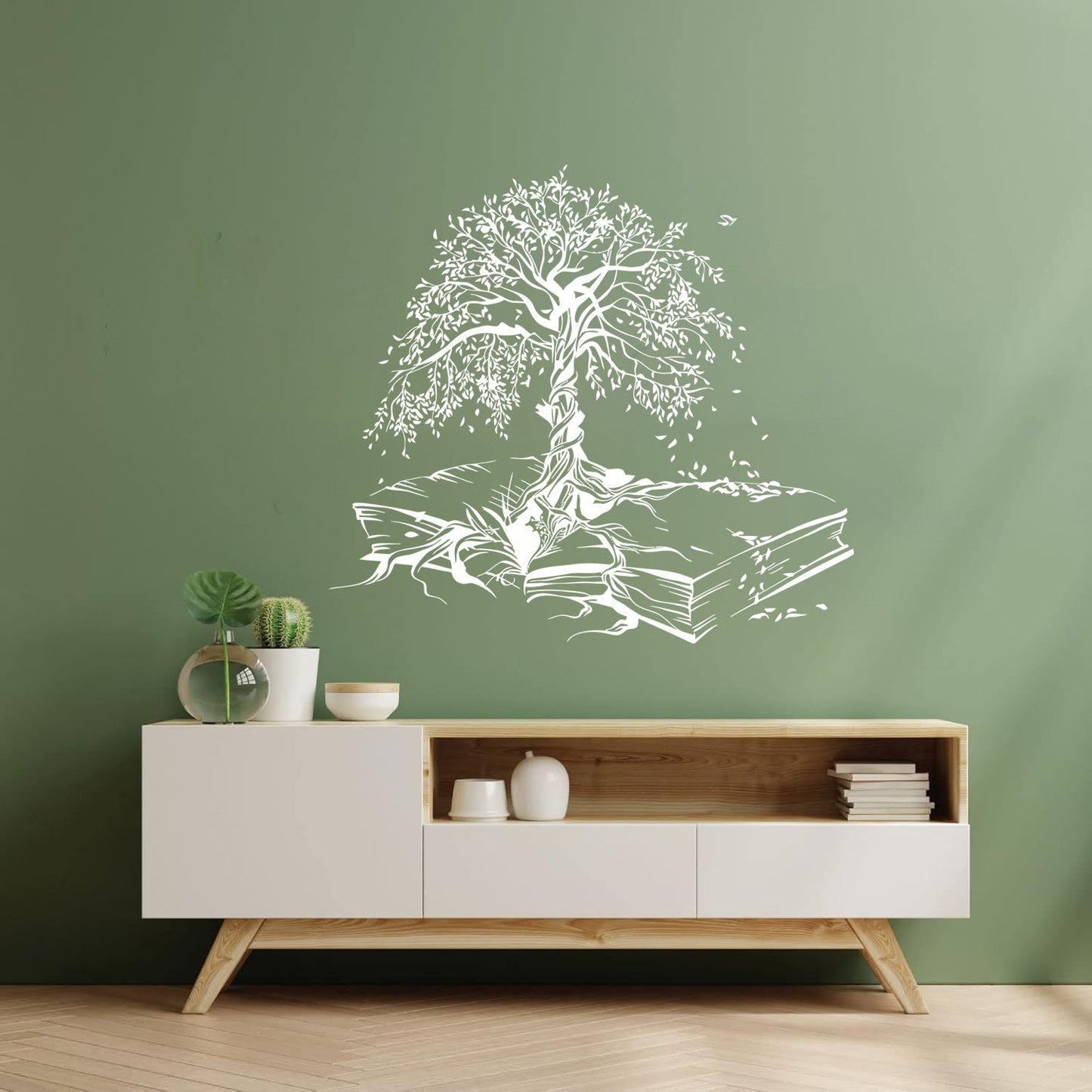 Lettering Stickers Tree Book Leaves Knowledge Library Reading Room Waterproof