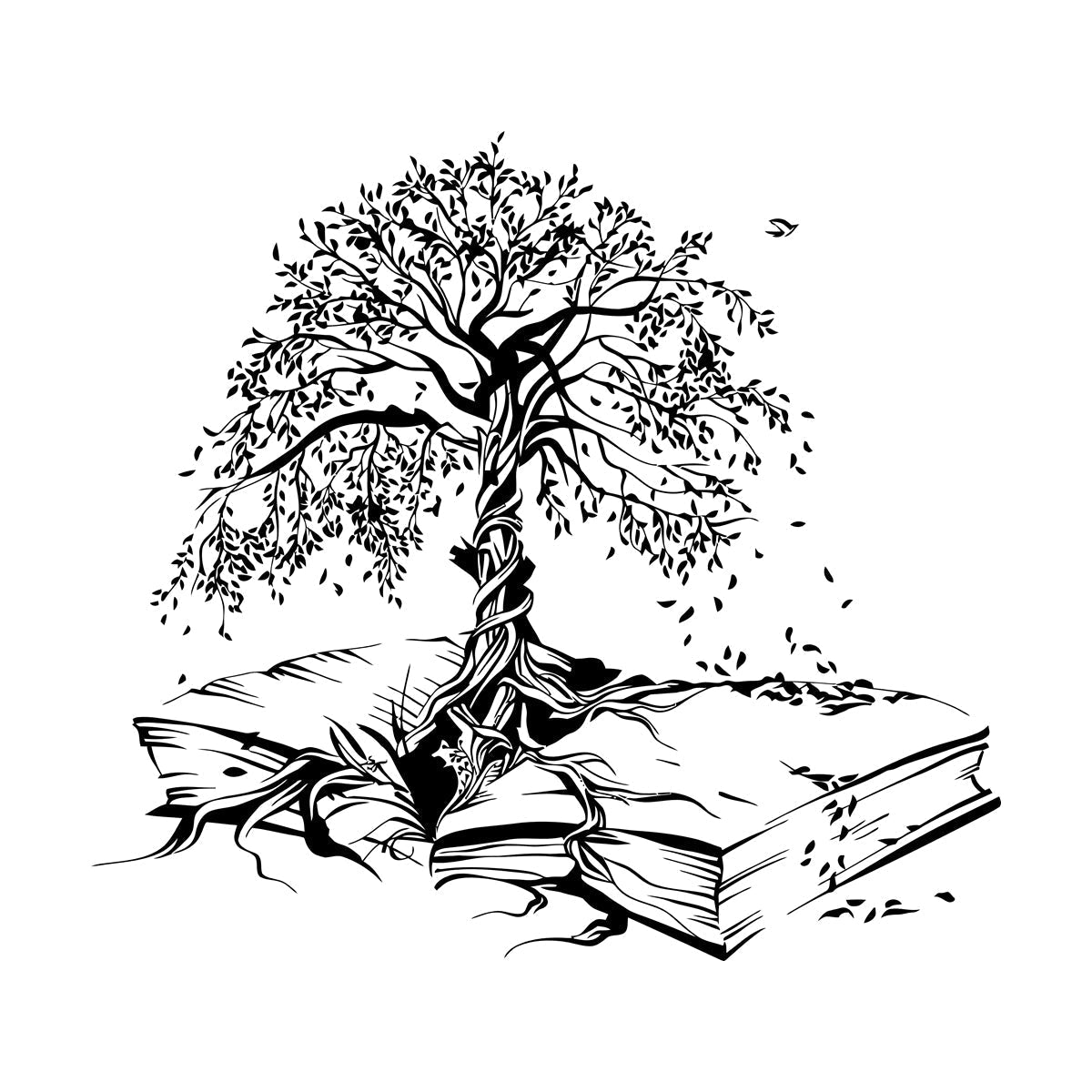 Lettering Stickers Tree Book Leaves Knowledge Library Reading Room Waterproof