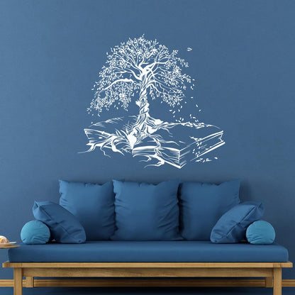 Lettering Stickers Tree Book Leaves Knowledge Library Reading Room Waterproof