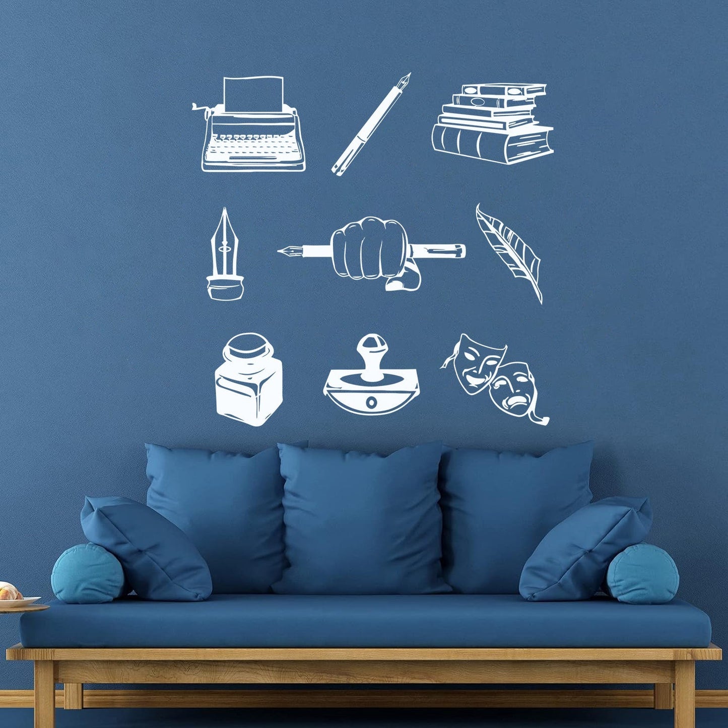 Wall Decals Paster Paper Typewriter Writer Journalist Books Theatrical Masks It Won'T Fall Off
