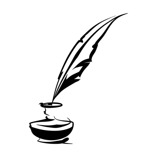 Wall Decals Writer Bird Pen Ink Feather Books Library Can Modify And Add Information