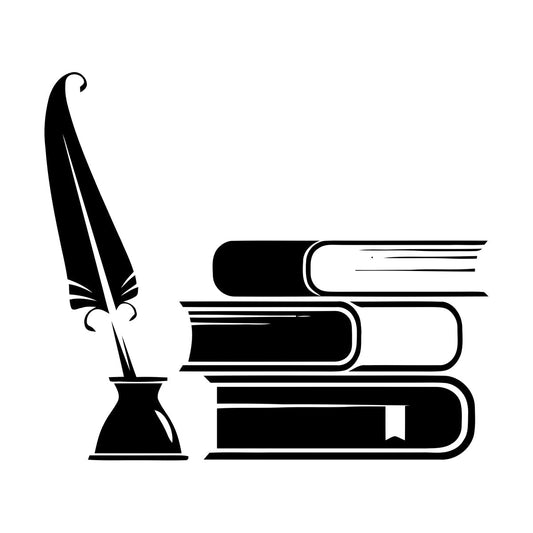 Vinyl Wall Decals Books Inkwell Ink Container With A Feather Home Art Decoration