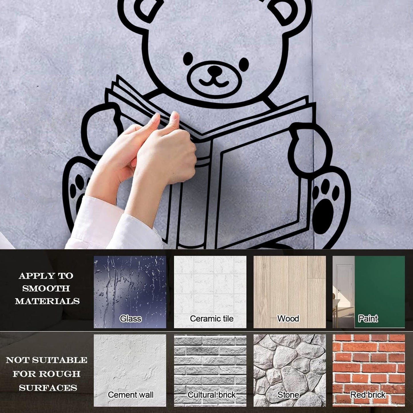 Wall Stickers Teddy Bear Book Abc Study Kids Nursery Tattoo Culture