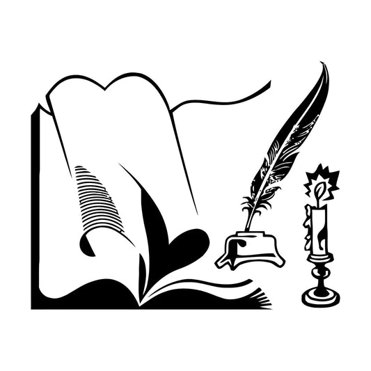 Lettering Decals Book Candle Pen Guill Home Multi Color Selection