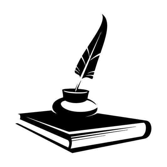 Wall Decals Pvc Book Inkwell Feather Home Equipped With Transfer Film Kit