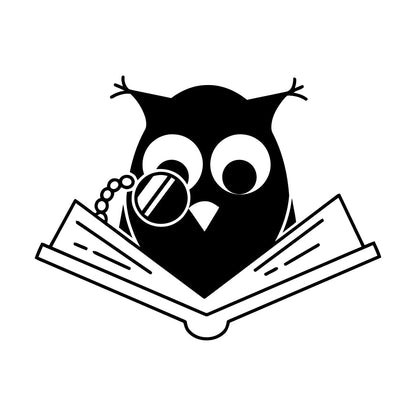 Vinyl Art Sticker Smart Owl Scholar Reading Book Kids Store Decoration