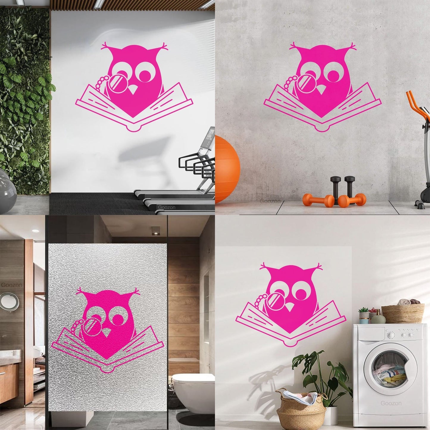 Vinyl Art Sticker Smart Owl Scholar Reading Book Kids Store Decoration
