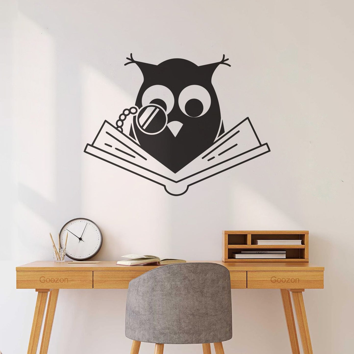 Vinyl Art Sticker Smart Owl Scholar Reading Book Kids Store Decoration