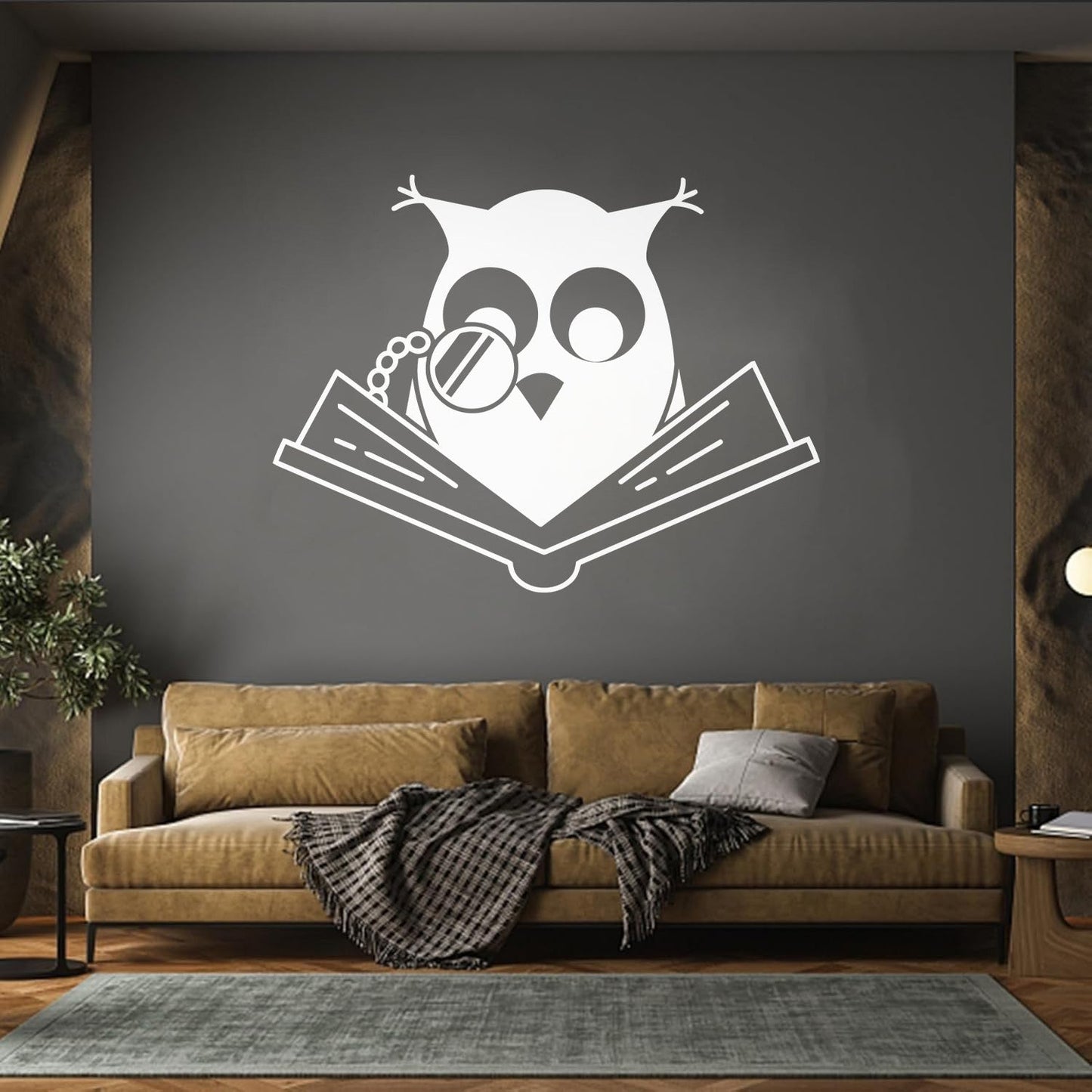 Vinyl Art Sticker Smart Owl Scholar Reading Book Kids Store Decoration